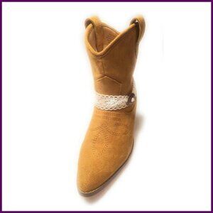 Adjustable Crochet Lace Boot Garter Wrap 15 Inch Western Boho Accessory